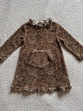 The Children’s Place Baby Girl Leopard Print Velour Dress 12M Animal Print Brown